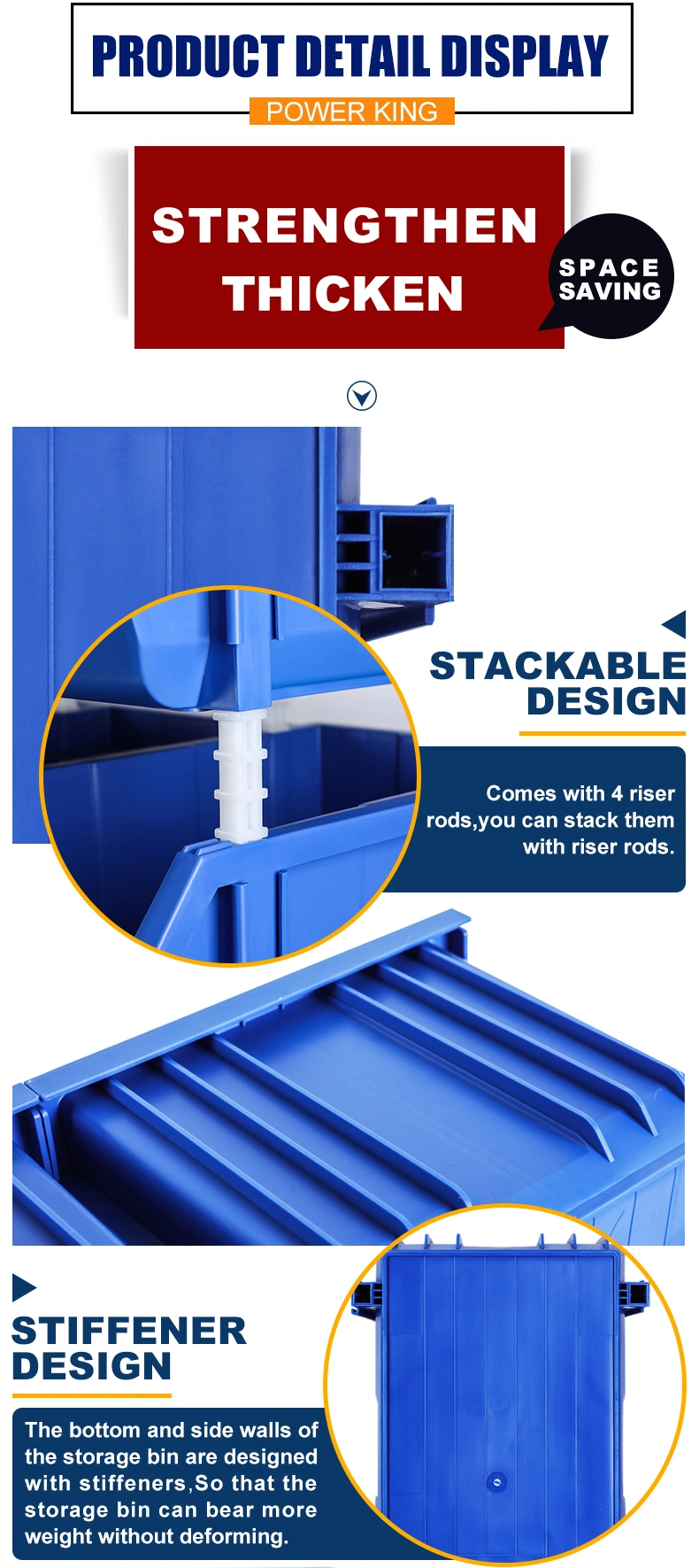 Stackable Storage Picking Boxes Hardware Storage Bins for Industrial Warehouse/Garage Tool Parts