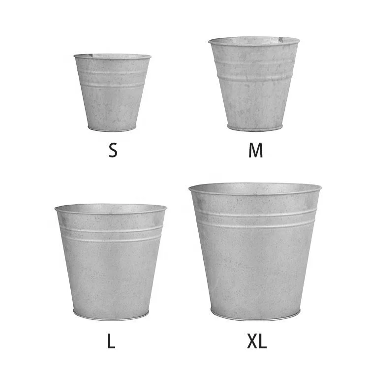 Oz49 Esschert Design Round Shape Decorative Balcony Garden Zinc Split Flower Plant Pot Planter Metal Garden Pot