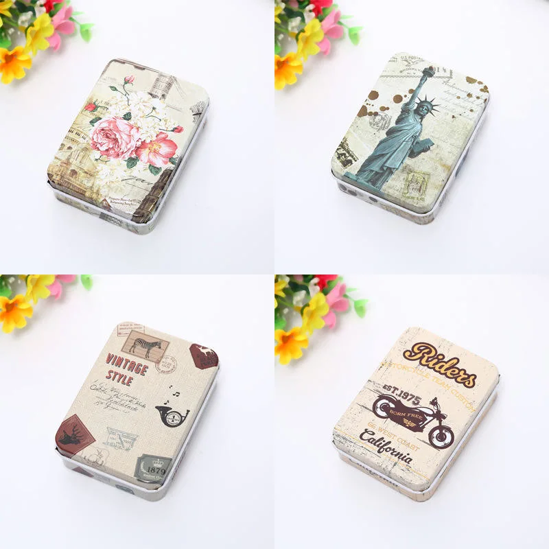 Retro Candy Gift Case Metal Storage Can Colorful Cartoon Custom Card Packing Rectangle Tin Boxes