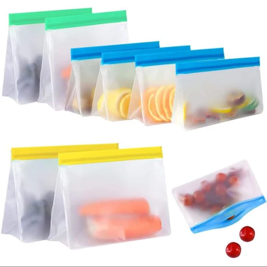 Borsa per snack riutilizzabile ecologica per panini alla frutta per congelatore per alimenti personalizzata Borsa per alimenti in plastica PEVA con cerniera